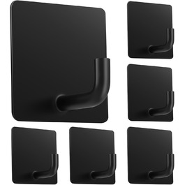 Набір гачків для рушників без свердління, 6 шт. з нержавіючої сталі, самоклеючі, до 10 кг, для ванної кімнати та кухні