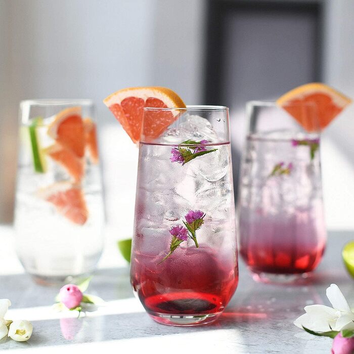 Krosno Water Glasses Highball Glasses Drinking Glasses | Set of 6 | 480 ML | Splendour Collection | Perfect for home, restaurants, and parties | Dishwasher safe