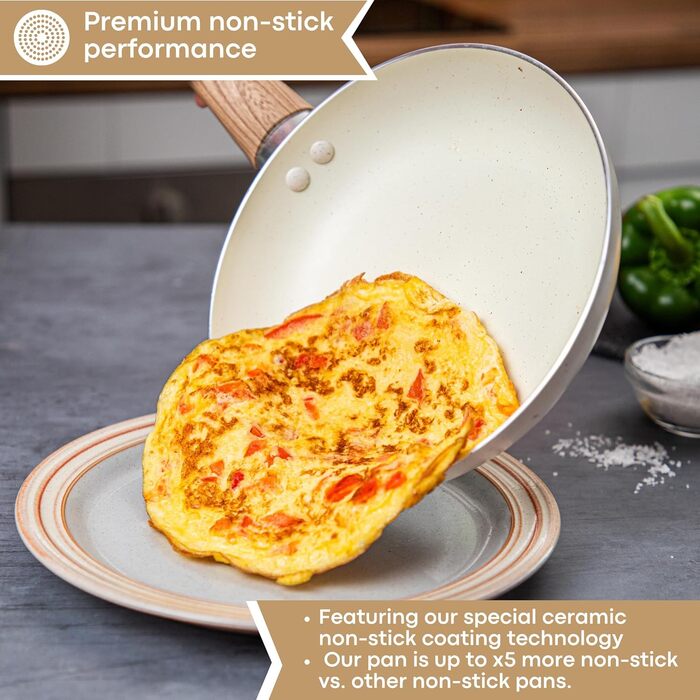 Non-stick cookware set - Induction cooktop cookware set - 5-piece kitchen cookware with lids - Cooking cream granite pot pots and pans - from Nuovva