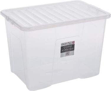 Прозорі пластикові коробки для зберігання Wham Crystal з кришкою, 80 л, набір 5 шт., прямокутні, 60x40x42 см, виготовлені у Великобританії