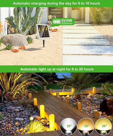 CLY Solar Lamps for Outdoors, Solar Spotlights Garden Light with Remote Control IP66 Waterproof 10 Colors 30 Dynamic Modes Timer Garden Lighting for Gardens Path Christmas Decoration 6 Pieces (Warm White/Natural/Cold White, 6 Pieces)