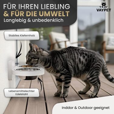Підвищений годівниця для котів Doppel-Katzennapf: зручний, без свердління, з нержавіючої сталі (білий)