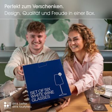 Набір білих келихів 6 шт. об'ємом 420 мл з мікрофіброю – Елегантні келихи для вина та Aperol Spritz – придатні для миття в посудомийній машині, безпечно упаковані, Made in Europe