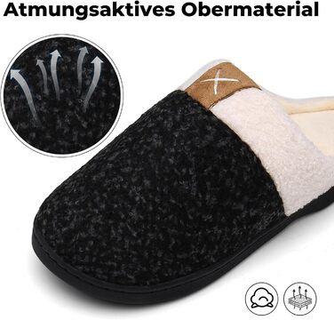 Тапочки зимові Mishansha для чоловіків та жінок, утеплені, з пам'яттю, з плюшем, 42/43 EU, чорні