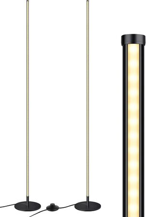 LED торшер Edishine 2 шт. з димуванням, тепле світло 3000K, регульована висота 146 см, для вітальні, спальні, офісу, чорний