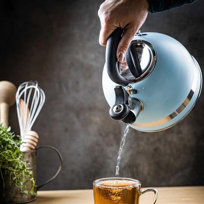 Чайник Kinghoff 1.8L з нержавіючої сталі, Induktion, з свистком, матовий синій, KH-1857