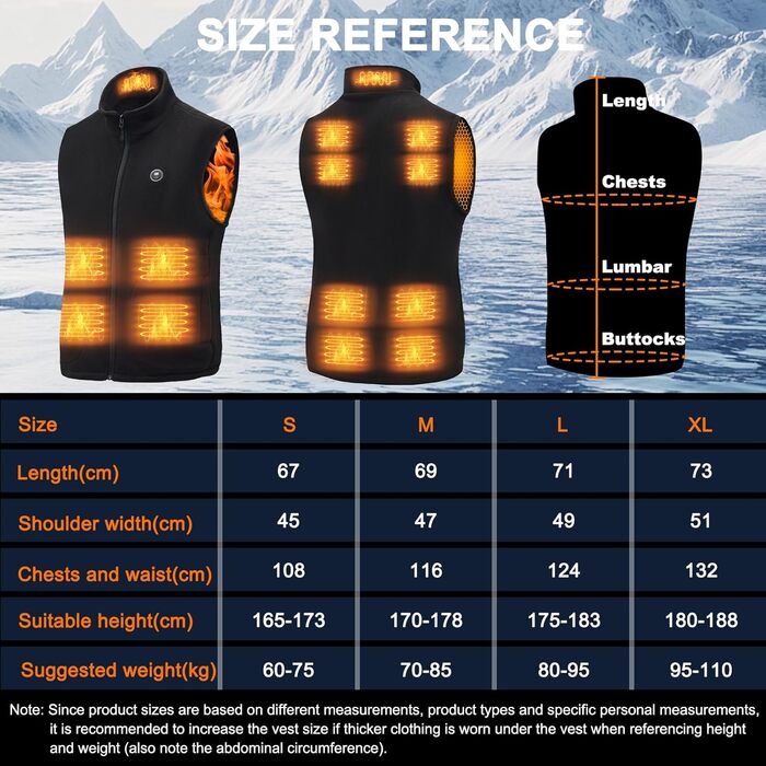 Обогреваемый жилет с аккумулятором 27000mAh 7.4V флисовый жилет, электрический жилет с 13 зонами нагрева, 3 режима температуры, мужской/женский, XL, глубокий черный