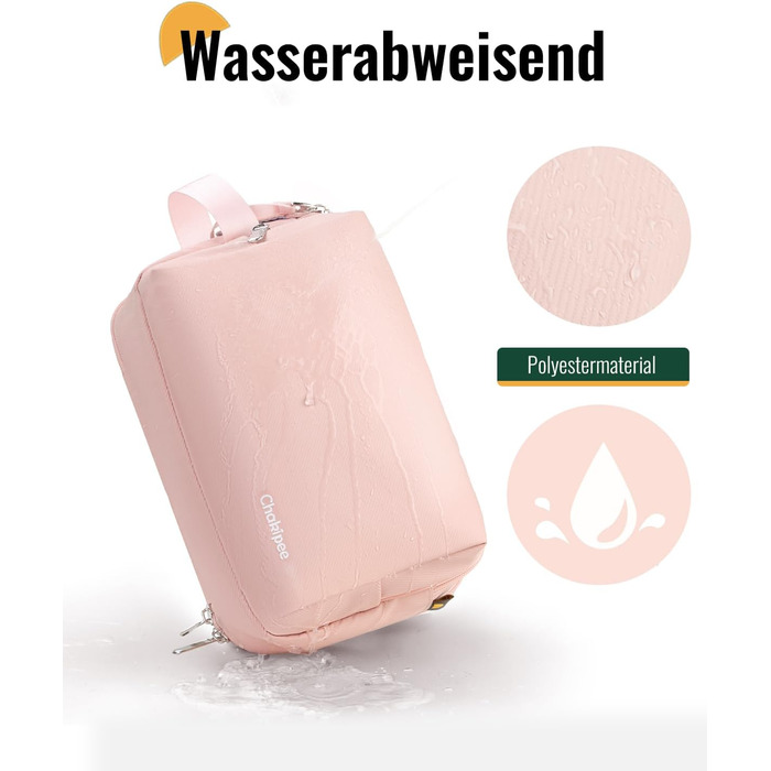 Чоловіча дорожня косметичка Kulturbeutel, водонепроникна, легка, з двома блискавками (Рожева)