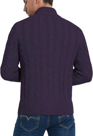 Чоловічий в'язаний кардиган NITAGUT для зими, теплий, великі розміри (3XL), колір: темно-синій та фіолетовий