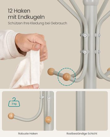 SONGMICS 182 cm Height Wardrobe Rack Stable Metal Clothes Rack Wardrobe, white, RCR19W (49 x 49 x 182H cm, Cappuccino Beige)