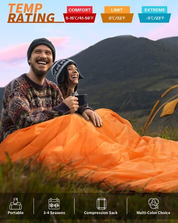 Сплячий мішок Outdoor Sportneer для 2 осіб, 3 сезони, 220x150 см, 2.75 кг, з 2 подушками, для дорослих, оранжевий (без фланелевої підкладки)