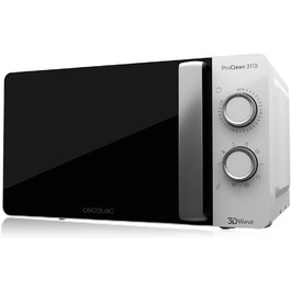 Мікрохвильова піч Cecotec Pro Clean 3110 з кварцовим грилем 800 Вт, об'єм 20 л, біла