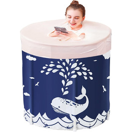 Foldable Bathtub, Foldable Bathtub, Foldable Bathtub, SPA Bathtub, Adult Plastic Bucket 70x65 cm with Insulating Cotton, Blue Star (Walnut Blue)
