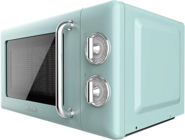 Мікрохвильова піч Cecotec Proclean 3110 Retro Green з грилем, 700 Вт, механічне керування, зелений колір, таймер до 30 хв, функція розморожування, сталеве покриття