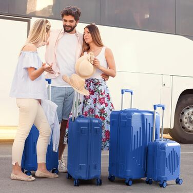 Набір валіз LEADZM 4 шт. з ABS, жорсткий кейс-ролер з телескопічною ручкою, ручна поклажа (темно-синій)