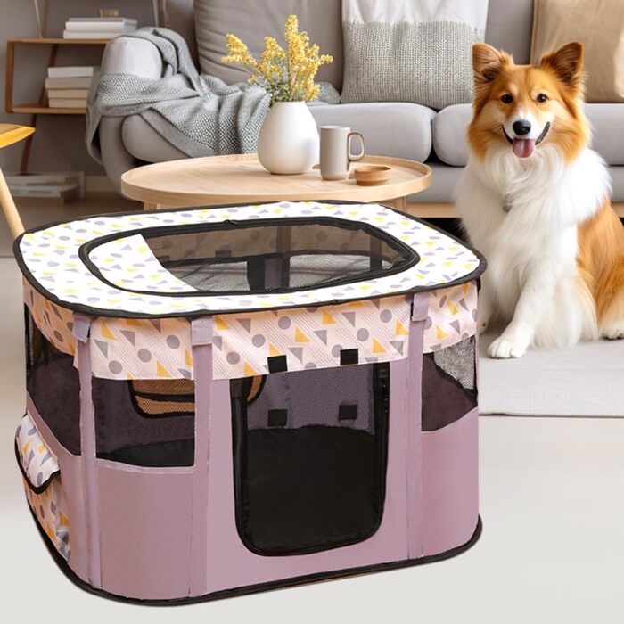 Клітка-прогулянка для тварин, складана, 70x55x40 см, Oxford, для собак, кроликів, котів, морських свинок, Indoor & Outdoor (фіолетовий)