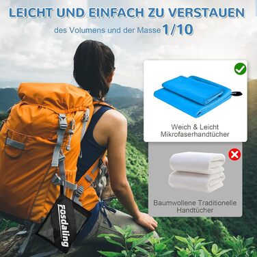 Набір з 3 рушників з мікрофібри: великий 180x90 см та 2 маленькі 80x40 см. Швидковисихаючі рушники з мікрофібри для спорту, подорожей, басейну та пляжу (небесно-блакитний)