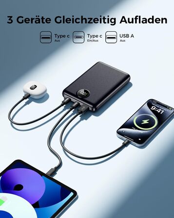 Портативний зарядний пристрій Power Bank 20000mAh з LED дисплеєм, USB-C, PD 3.0, QC 3.0, чорний