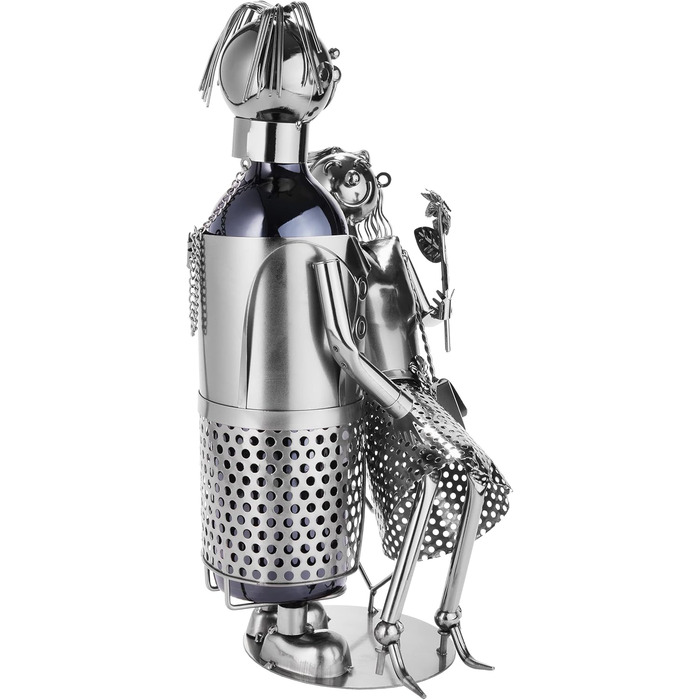BRUBAKER Bottle Holder, Loving Couple Metal Sculpture with Gift Card