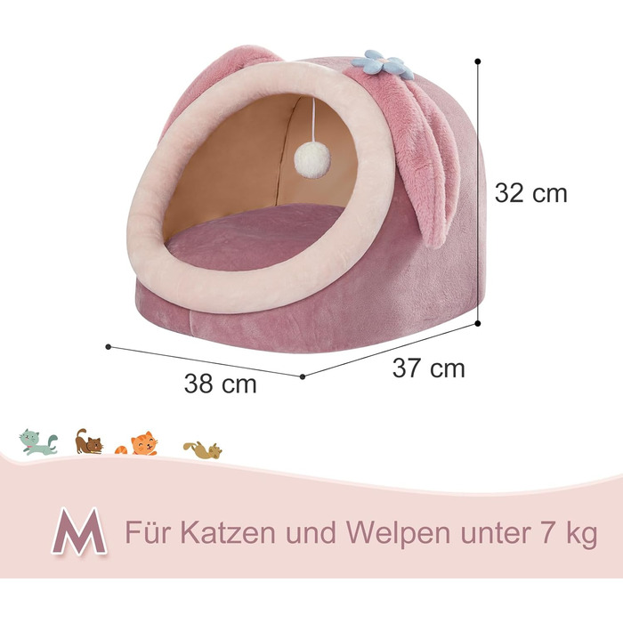 Кішечка-будиночок для котів Jiupety, ліжко-печера для котів, зелений, середній (38x37x32 см), з неслизьким дном, знімний, з можливістю прання