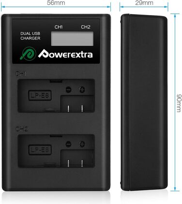 Зарядний пристрій Powerextra LCD для акумулятора LP-E8 Canon EOS 550D 600D 650D 700D