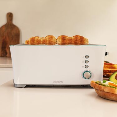 Тостер Cecotec Toast&Taste Extra W, 1000 Вт, 7 рівнів підсмажування, автоматичний викид, білий