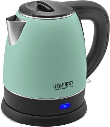 Електричний чайник First Austria Edelstahl, зелено-чорний, 2200W, 1.2л, 20см, з фільтром від накипу, захистом від сухого кипіння, бездротовий