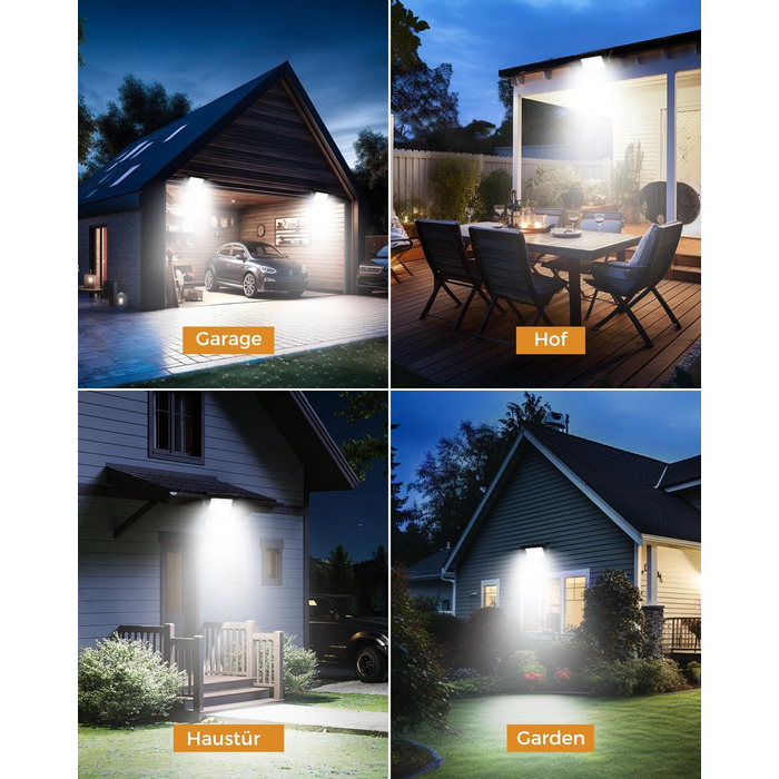 LED прожектор з датчиком руху для вулиці, 30Вт, суперяскравий, з пультом, водонепроникний IP66, 6500K холодне світло, для саду, гаража, двору, настінний, 2 шт.