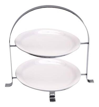 APS Serving Stand – High-quality cake stand made of chrome-plated metal for two plates with a max. Ø of 27cm – Total height 30cm (plates not included)
