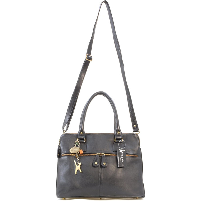 Сумка жіноча шкіряна Catwalk Collection Victoria чорна - велика сумка-тоут через плече з відстібним ременем