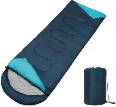 Paco Home Sleeping Bag - Washable, Breathable, Outdoor & Camping - Adult & Kids - Summer & Winter - Blue 220x70x6cm