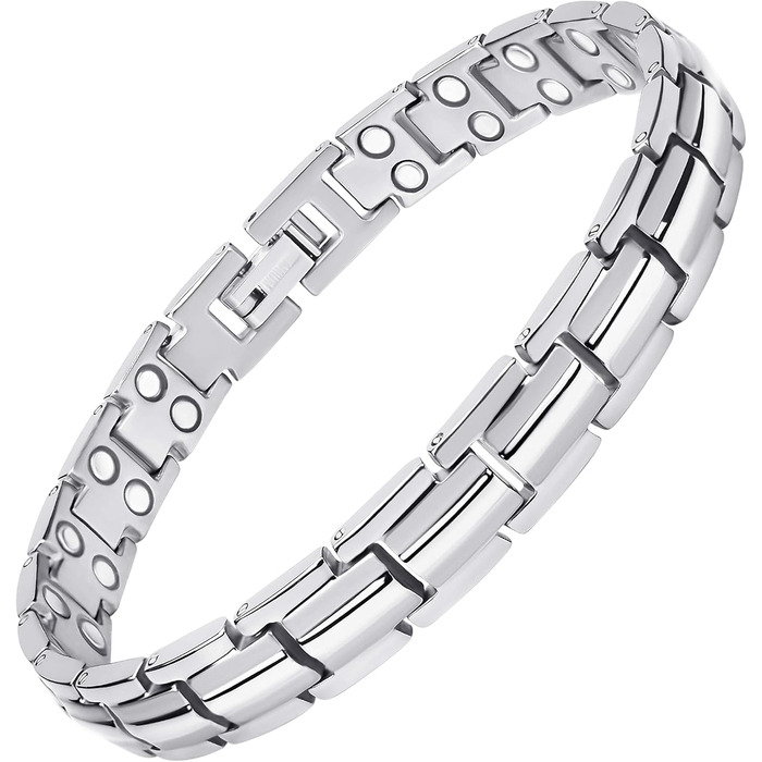 Браслет на руку з титану MagnetRX® Ultrastarkes для жінок – Магнітний браслет з титану, регульований розмір, інструмент для визначення розміру, сріблястий