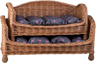 Корзина для собак і котів з ротангу з м'яким лежаком - лежак для тварин, корзина для собак, корзина для котів, собаче ліжко, котяче ліжко (64x42 H35, сірий)