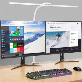 LED лампа для столу KableRika Doppelkopf з регулюванням яскравості, для офісу та дому, захист очей, гнушкий «лебединий» шийка, 4 режими кольору, сучасний дизайн