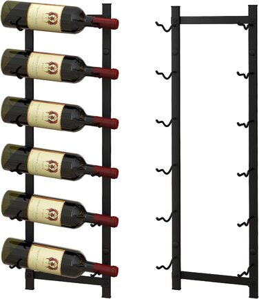 Стильна полиця для вина Costway на 6 пляшок, металева, чорна, індустріальний стиль