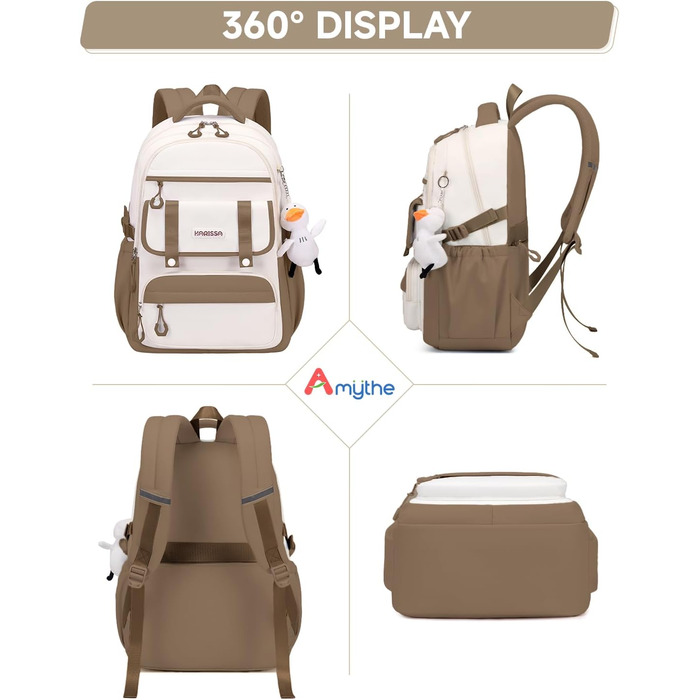 Шкільний рюкзак для дівчинки 2 в 1, для 3-7 класів, підлітковий, з сумкою через плече, 45 см, коричневий