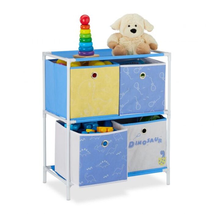 Relaxdays Kids' Shelf Dino with Boxes
