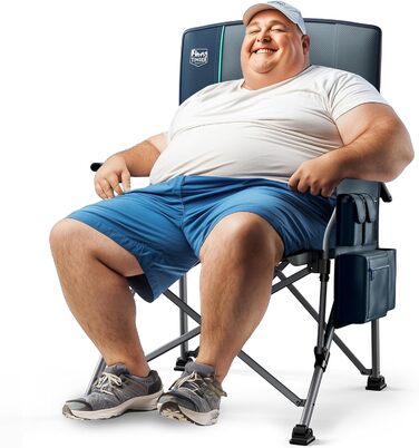 Крісло туристичне складне Timber Ridge XXL, 230кг, широке сидіння 62см, висока спинка, підстаканник, міцні підлокітники, для кемпінгу, пікніка, саду та балкону (2шт, блакитний)