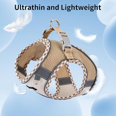 Шлейка для собак Escape Proof, жилет для собак з повідком, дихаюча сітка, світловідбиваючі смуги, регульована шлейка для тварин Outdoor, Puppy Essentials для середніх собак Колір: Коричнево-бежевий Розмір: M