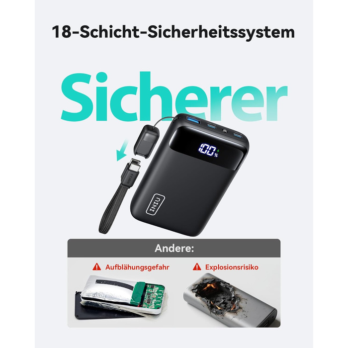 Power Bank INIU 20000mAh з швидкою зарядкою 22.5W, USB-C, для iPhone, Samsung, AirPods, iPad - зовнішній акумулятор для подорожей та кемпінгу