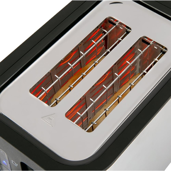 Тостер Russell Hobbs Textures+ з широкими слотами, підставка для бургерів, щипці, 6 рівнів підсмажування, розморожування та підігріву, 850W, 22601-56, нержавіюча сталь, 2 відсіки