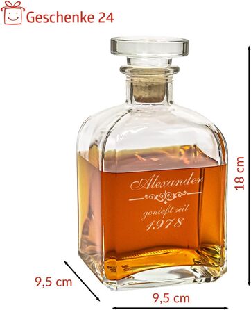 Elegant Whiskey Decanter with Engraving | Custom Text | Personalized Whiskey Decanter | 700ml | Dishwasher-Safe Engraving | Spirits Decanter for Vodka, Wine, Gin, Rum, Bourbon, Grappa | Gifts for Men