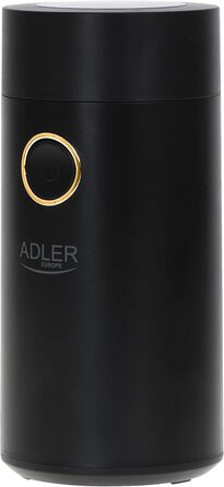 Електрична кавомолка ADLER, 75 г, 150 Вт, чорна з золотом