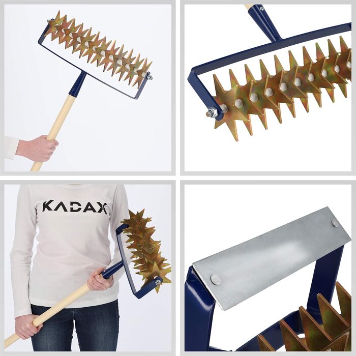 KADAX Star Tiller with Wooden Handle, 12-Star Cultivator, Garden Tiller, Rolling Cultivator, Crumbler for Loosening Soil, Cultivator, Rolling Hoe