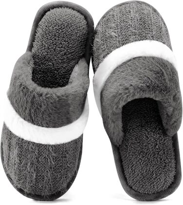 Тапочки домашні жіночі та чоловічі зимові з мехом та піною Memory Foam. Теплі, неслизькі та зручні тапочки для дому. Стильний подарунок (сірий, 40/41 EU)