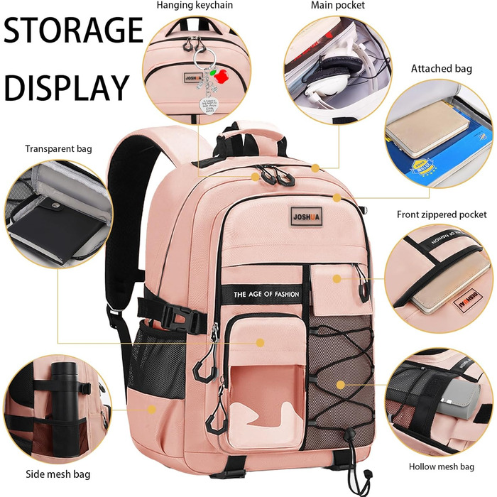 Водонепроникний рюкзак для школи: великий, міцний, для підлітків та дорослих (рожевий)