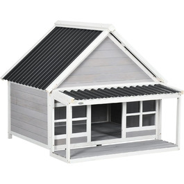 Будинок для собак PawHut з дашком, для середніх та великих собак, вуличний, з вікном, з соснового дерева, 126 x 118 x 105 см