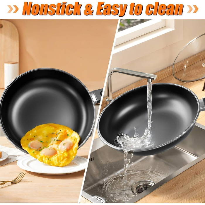 Набір сковорідок Pfannenset: 24см, 26см, 30см. 3 шт. Сковорода для омлетів, стійка до нагріву, без PFAS, для всіх типів плит, включаючи індукцію (SV2)