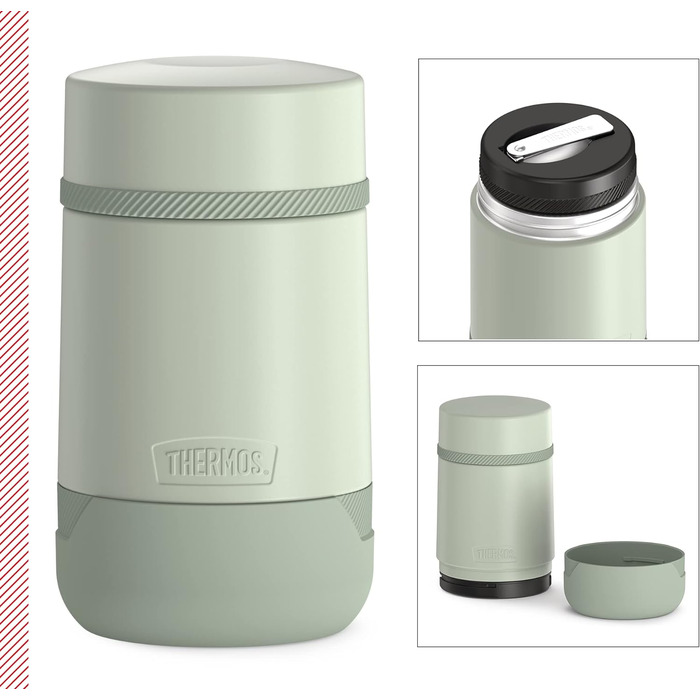 GUARDIAN FOOD JAR 0.50 l, matcha green. Food container for 500 ml, green, stainless steel, with spoon, bonus bowl for muesli, toppings, absolutely leak-proof, leak-proof 500 ml with spoon Matcha Green Mat.
