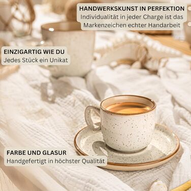 Набір чашок для еспресо SÄNGER Rio Creme (8 шт.), набір чашок для 4 персони, чашки для еспресо та мокко, стійкі до подряпин, миття в посудомийній машині, мікрохвильової печі, кремового кольору, 80 мл